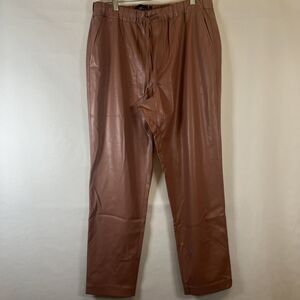 WILDFANG Vegan Leather Rose Brown Drawstring Elastic Waist Pants NWT Size XL